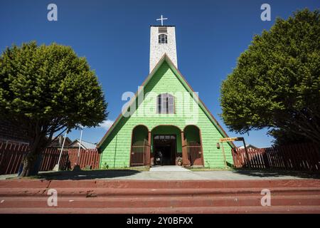 Iglesia de San Judas Tadeo, Curaco de Velez, Region de Los Lagos, isla de Quinchao, Archipielago de Chiloe, Provincia de Chiloe, Region de Los Lagos, Stockfoto