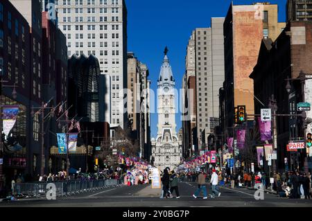 Die berühmte Mummers Parade auf der Broad Street in Philadelphia Stockfoto