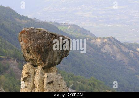 Erdpyramiden von Euseigne im Heremenztal im Kanton Wallis in der Schweiz Stockfoto