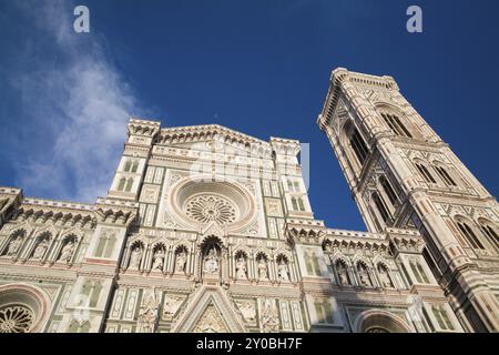 Glockenturm für die Basilika Santa Maria del Fiore und Giottos Campanile, Florenz, Italien, Europa Stockfoto