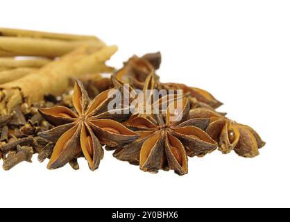 Zimtstange und Anisstern, Zimtstange und Stern aus Anis 04 Stockfoto