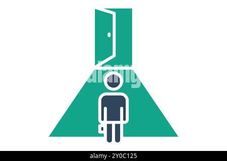 Symbol „Vertriebschancen“. Symbolstil durchgehend. Öffnen Sie die Tür mit einer Person. Symbol für SWOT. Vektorillustration für Geschäftselemente Stock Vektor