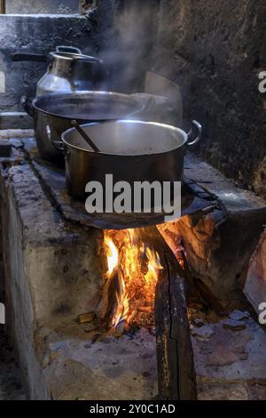 Traditionelle brasilianische Lebensmittel, die auf alten und beliebten Holzofen zubereitet Stockfoto