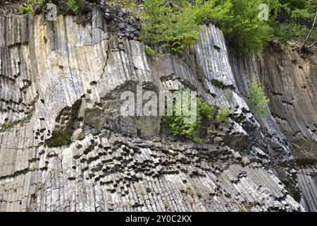 Basaltgestein. Detail, geologisch. Zlaty vrch. Der Goldberg in Nordböhmen Stockfoto