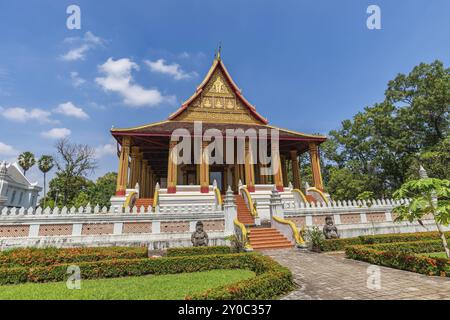 Vientiane Laos, Skyline der Stadt am Hor Phakeo Tempel Stockfoto