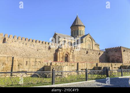 Der Blick auf die Svetitskhoveli Kathedrale in Mzcheta, Georgien, Asien Stockfoto