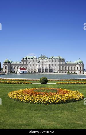 Österreich, Stadt Wien, Oberes Belvedere Barockschloss und Gärten, historisches Wahrzeichen von 1723, Europa Stockfoto