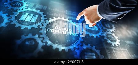 Cloud-Verbindungstechnologie. Datenübertragungs-Computing-Technologie. Stockfoto