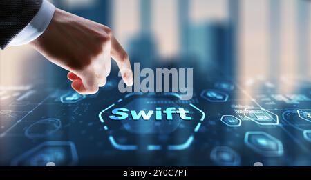 SCHNELL. Internationales Banküberweisungssystem. Society for Worldwide Interbank Financial Telecommunications. Stockfoto