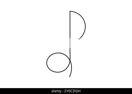 Musiksymbol durchgehende einzeilige Zeichnung des isolierten Konturvektorsymbols Stock Vektor