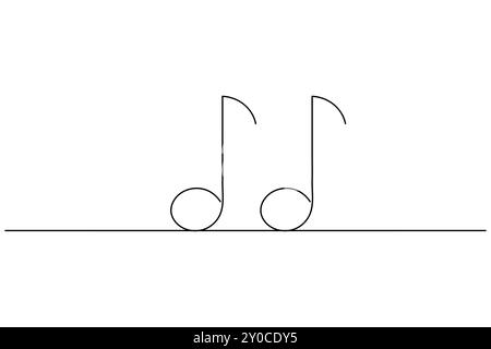 Musiksymbol durchgehende einzeilige Zeichnung des isolierten Konturvektorsymbols Stock Vektor
