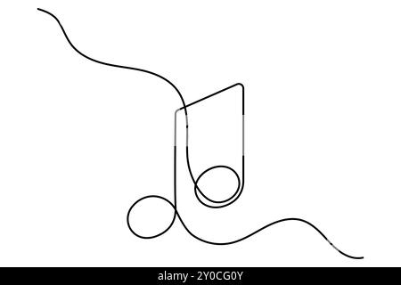 Musiksymbol durchgehende einzeilige Zeichnung des isolierten Konturvektorsymbols Stock Vektor