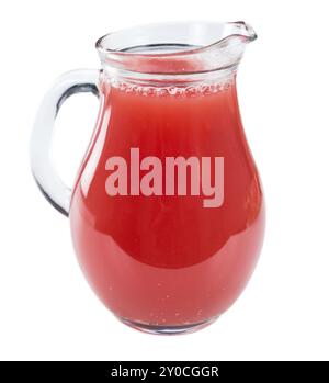 Etwas Wassermelonensaft auf einer Schieferplatte (Nahaufnahme, selektiver Fokus) Stockfoto