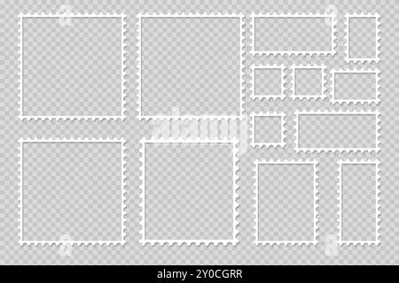 Papierrahmen mit geschnitzten Kanten für Fotos verschiedener Formen. Vorlage, platzieren Sie Ihren Inhalt. Fotografie, Erinnerungen, Kreativität, Geschenk, Karte, Dekoration Stock Vektor