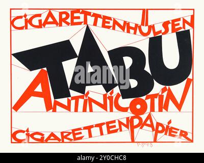 Julius Klinger (österreichischer Grafiker 1876–1942) - TABU Antinicotin - Cigarettenhülsen und Zigarettenpapier (Zigarettenrohr und Zigarettenpapier) Cig Stockfoto