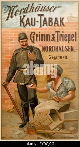 Vintage Tabak Werbeplakat - Grimm & Triepel Nordhausen Kau-Tabak, altes Tabak Poster - 1895 Stockfoto