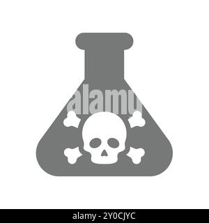 Vektorsymbol für giftige, gefährliche Substanzen. Reagenzglas und Schädel, Gefahrensymbol. Stock Vektor