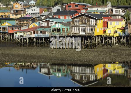 Palafitos, Castro, Archipielago de Chiloe, Provincia de Chiloe, Region de Los Lagos, Patagonien, Republica de Chile, America del Sur Stockfoto