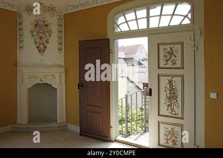 Gartenschuppen auf dem Zinnen in Mühlhausen Stockfoto