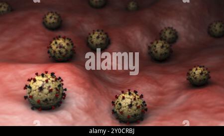 Biomedizinische Darstellung der östlichen Pferdeenzephalitis im Gehirn Stockfoto