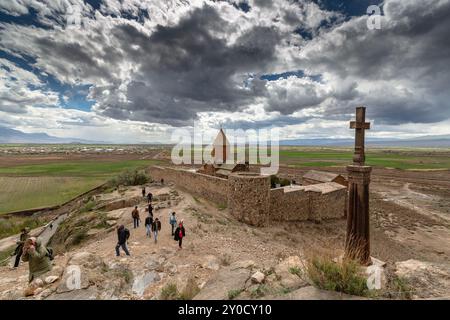 Khor Virap, Armenien - 13. April 2023: Panoramablick auf das Kloster Khor Virap in Armenien Stockfoto