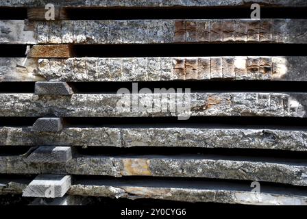 Großaufnahme von verwitterten Holzbrettern Stockfoto