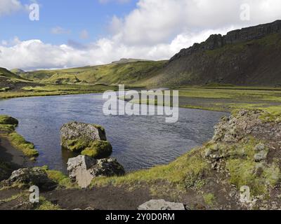 Die Eldgja-Feuerspalte im Süden Islands Stockfoto