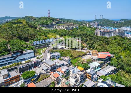 Aus der Vogelperspektive des Keelung Wahrzeichen Parks in der Stadt Keelung im Norden Taiwans Stockfoto