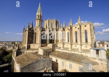 Kirche Nuestra Senyora dels Dolors im neogotischen Stil des 19. Jahrhunderts, erbaut auf der alten Kirche Sana Maria de Manacor, 15. Jahrhundert, Manacor, Mallorca, b Stockfoto