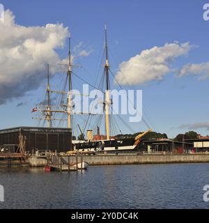 Fregatten Jylland. Berühmtes altes Segelschiff in Ebelstoft, Dänemark, Europa Stockfoto