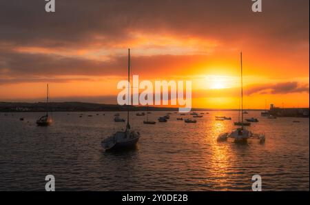 Skerries Harbour bei Sonnenuntergang Stockfoto