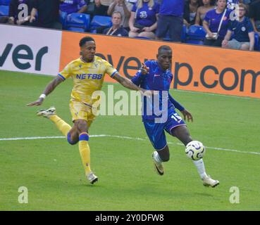 Stamford Bridge, Fulham, London, Großbritannien - 1. September 2024 ChelseaÕs Nicolas Jackson vermisst erneut den Chelsea Football Club gegen den Crystal Palace Football Club im dritten Spiel der Premier League 2024/25 in Stamford Bridge. Quelle: Motofoto/Alamy Live News Stockfoto