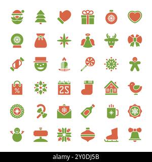 Weihnachtssymbole Vektorsatz. Weihnachtsdekoration Objekte und Symbole Sammlung. Stock Vektor