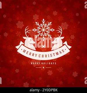 Weihnachtsgrußkarte Lichter und Schneeflocken Vektor Hintergrund. Frohe Weihnachtsfeiertage Wish and Happy New Year Message Typografie Design und Vintag Stock Vektor