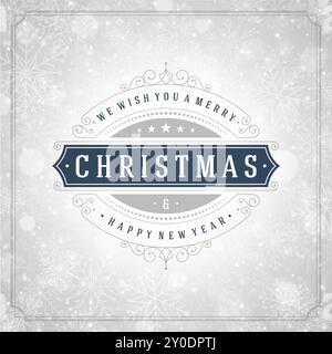 Weihnachtsgrußkarte Lichter und Schneeflocken Vektor Hintergrund. Frohe Weihnachten Wish Message Typografie Design und Dekoration. Vektorillus Stock Vektor