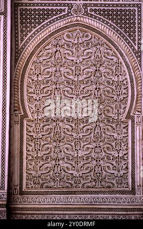 Filigran. Bou Inania Madrasa. Fès (Fès el-Bali). Marokko Stockfoto