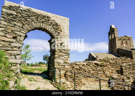 iglesia de Santa Elena, Pueblo de Santa Creu, Parque Natural del cabo de Creus, Girona, Catalunya, Spanien Stockfoto