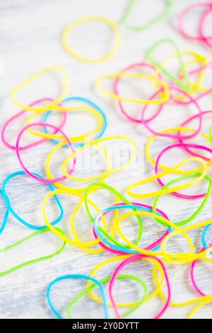 Bunte Gummibänder Stockfoto