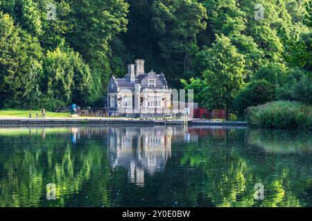 Swanbourne Lodge Tearoom, Eiskiosk und Boote, Arundel West Sussex England UK. Stockfoto