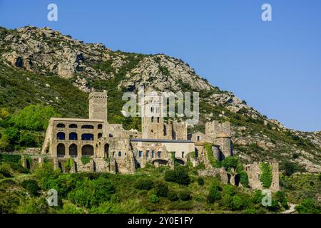 Sant Pere de Rodes, VIII.-IX. Jahrhundert, Naturpark des Kap von Creus, Girona, Katalonien, Spanien Stockfoto