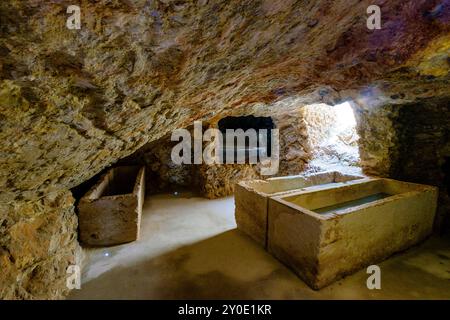 hypogäum, punische Nekropole Puig des Molins, Archäologisches Museum von Ibiza und Formentera, Weltkulturerbe „Ibiza, Biodiversität und Kultur“, I Stockfoto