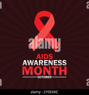 Aids-Sensibilisierungsmonat. Oktober. Urlaubskonzept. Vorlage für Hintergrund, Banner, Karte, Poster mit Textbeschriftung. Vektorabbildung. Stock Vektor