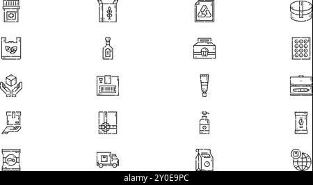 Verpackungssymbole hochwertige Vektorsymbole mit bearbeitbarer Kontur. Ideal für professionelle und kreative Projekte. Stock Vektor