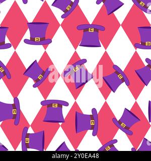 Alice im Wunderland magischer Portalhut mit nahtlosem Muster Stock Vektor