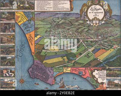 Vintage-Bildkarte von Los Angeles, Kalifornien, 1871. Stockfoto