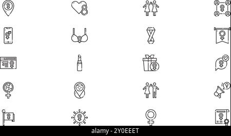 Damen Day Icons hochwertige Vector Icons Kollektion mit bearbeitbarem Konturstrich. Ideal für professionelle und kreative Projekte. Stock Vektor