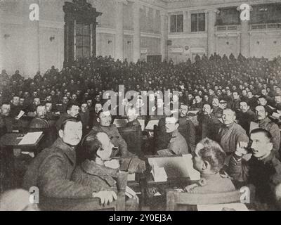 Archivfoto der Russischen Revolution. Soldat und Sailor Citizens' Duma. Petrograd, Russland. 1917 Stockfoto