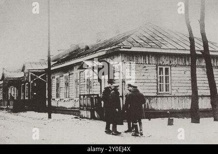 Das Haus in Brest-Litowsk, in dem Friedensverhandlungen zwischen den russischen Bolschewiki und den Österreichern geführt wurden. 1917-1918 Stockfoto