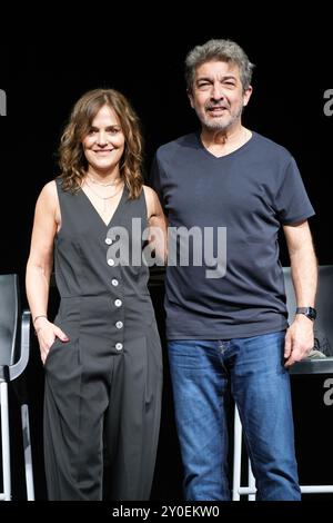 Schauspieler Ricardo darin während der Pressekonferenz zur Präsentation des Stücks „SZENEN DES EHELICHEN LEBENS“ im Rialto Theater in Madrid, 2. September Stockfoto