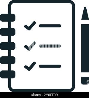 Notizbuch mit Häkchen für den Abschluss von Aufgaben Stock Vektor